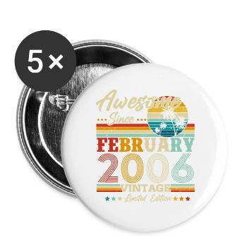 Vintage February 2006 Vintage Retro Birthday - Buttons large 2.2''/56 mm (5-pack) - white - Front