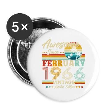 Vintage février 1966 Vintage Rétro Anniversaire - Lot de 5 grands badges (56 mm) - blanc - Devant