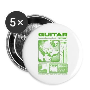 Guitariste Guitariste Rock Musicien streetwear - Lot de 5 grands badges (56 mm) - blanc - Devant