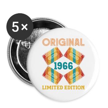 Ursprüngliches 60. Geburtstags-Tee 60 Jahre 1966 Geschenk-Tee - Buttons groß 56 mm (5er Pack) - Weiß - Vorne