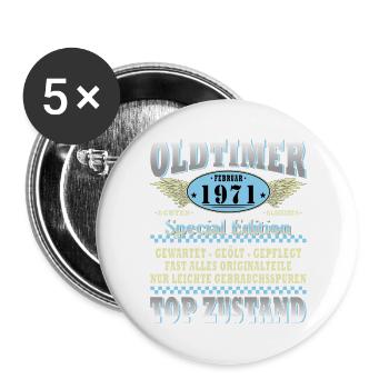 Original February Vintage 1971 Birthday Gift - Buttons large 2.2''/56 mm (5-pack) - white - Front