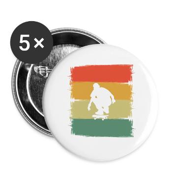 Skater Skateboard Skaten - Buttons groß 56 mm (5er Pack) - Weiß - Vorne