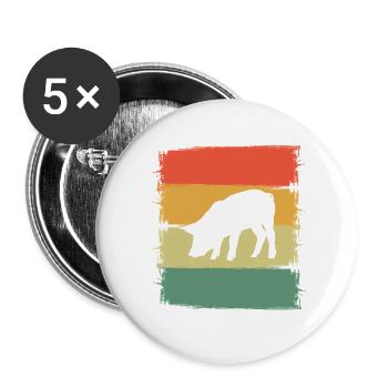 Schwein - Buttons groß 56 mm (5er Pack) - Weiß - Vorne