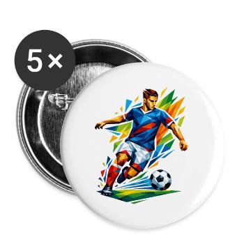 Explosion géométrique du football - Lot de 5 grands badges (56 mm) - blanc - Devant