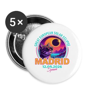 Solar Cat Madrid Eclipse 2026 - Buttons large 2.2''/56 mm (5-pack) - white - Front
