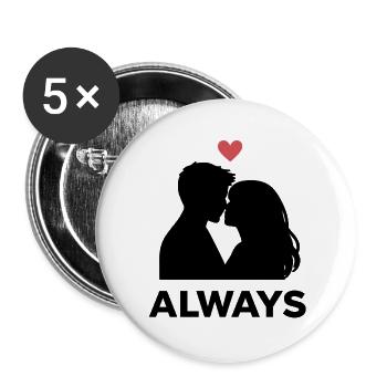 Amour minimal du cœur, petite amie de la Saint-Valentin Petit ami - Lot de 5 grands badges (56 mm) - blanc - Devant