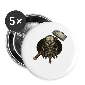 Légende viking viking marin Odin Raven Fighter - Lot de 5 grands badges (56 mm) - blanc - Devant