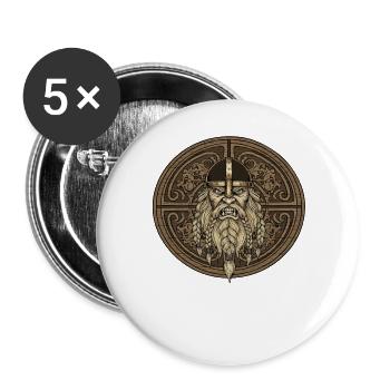 Wikinger Viking Legende Seemann Odin Rabe Kämpfer - Buttons groß 56 mm (5er Pack) - Weiß - Vorne