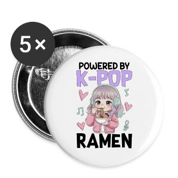 Powered By K-Pop Ramen - Buttons groß 56 mm (5er Pack) - Weiß - Vorne
