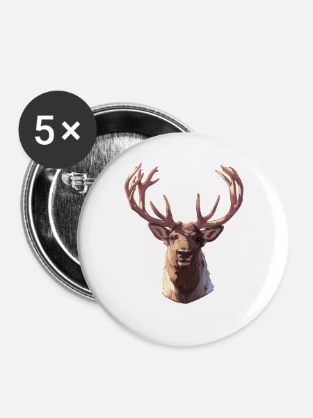 Rentiere Rentier - Buttons groß 56 mm (5er Pack) - Weiß