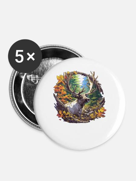 Rentiere Rentier - Buttons groß 56 mm (5er Pack) - Weiß