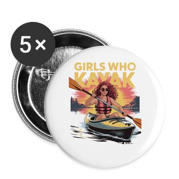 Girls Who Kayak Heaven Gift Design - Buttons large 2.2''/56 mm (5-pack) - white - Front