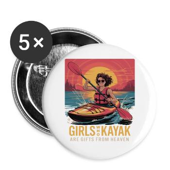 Girls Who Kayak Heaven Gift Design - Buttons large 2.2''/56 mm (5-pack) - white - Front