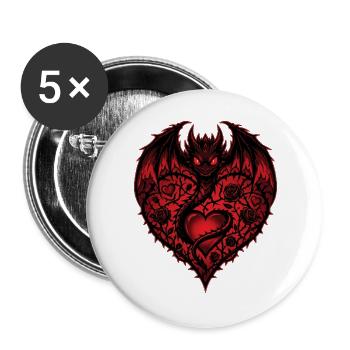 Süßes Herz Romantischer Drachenliebhaber Rosen Liebe - Buttons groß 56 mm (5er Pack) - Weiß - Vorne