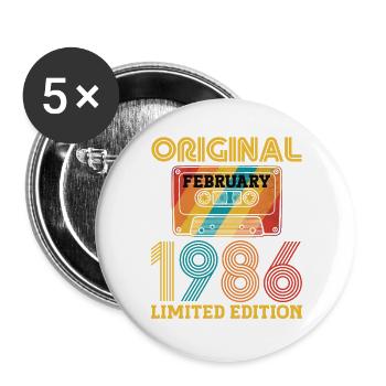 40e Anniversaire 40 ans Février 1986 Vintage Tee - Lot de 5 grands badges (56 mm) - blanc - Devant