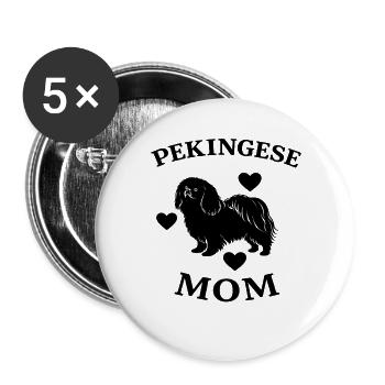 Lustiges Pekinese Mom - Buttons groß 56 mm (5er Pack) - Weiß - Vorne