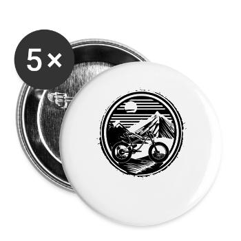 Mountainbiken - Buttons groß 56 mm (5er Pack) - Weiß - Vorne