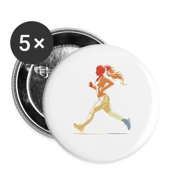 Runner Girl Graphic Vintage - Buttons large 2.2''/56 mm (5-pack) - white - Front