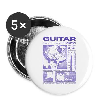 Guitariste Guitariste Rock Musicien streetwear - Lot de 5 grands badges (56 mm) - blanc - Devant
