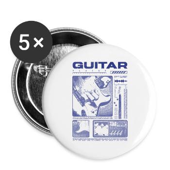 Guitariste Guitariste Rock Musicien streetwear - Lot de 5 grands badges (56 mm) - blanc - Devant