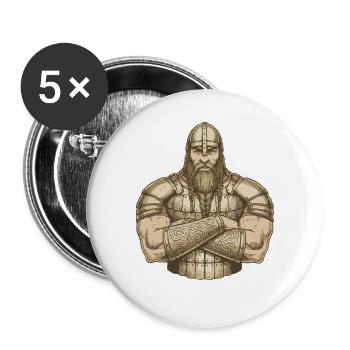 Légende viking viking marin Odin Raven Fighter - Lot de 5 grands badges (56 mm) - blanc - Devant