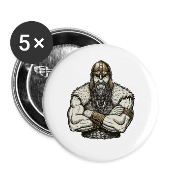 Légende viking viking marin Odin Raven Fighter - Lot de 5 grands badges (56 mm) - blanc - Devant
