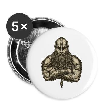 Légende viking viking marin Odin Raven Fighter - Lot de 5 grands badges (56 mm) - blanc - Devant