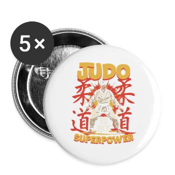 Judo Is My Superpower - Buttons groß 56 mm (5er Pack) - Weiß - Vorne