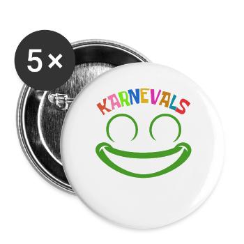 Karnevals Frosch | buntes Faschings Kostüm - Buttons groß 56 mm (5er Pack) - Weiß - Vorne