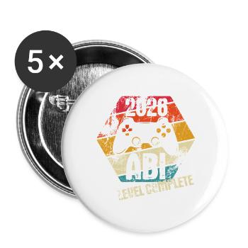 Abi 2026 - Abitur geschafft - Level Complete - Buttons groß 56 mm (5er Pack) - Weiß - Vorne