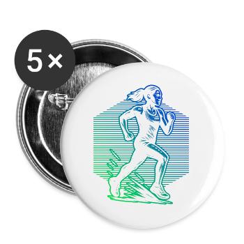 Rennen Power Running Design - Buttons groß 56 mm (5er Pack) - Weiß - Vorne