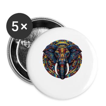 Colorful Elephant Mandala - Buttons large 2.2''/56 mm (5-pack) - white - Front