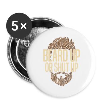 Beard Up Or Shut Up - Buttons large 2.2''/56 mm (5-pack) - white - Front