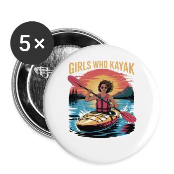 Girls Who Kayak Heaven Gift Design - Buttons large 2.2''/56 mm (5-pack) - white - Front