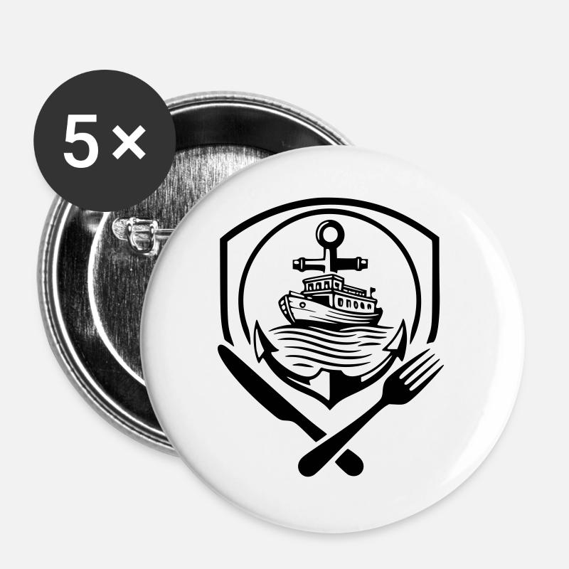 Restaurant Boatman Logo - Buttons large 2.2''/56 mm (5-pack) - white