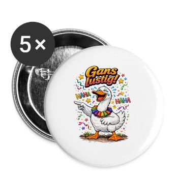 Goose Funny – Foolish Fun for Carnival - Buttons large 2.2''/56 mm (5-pack) - white - Front