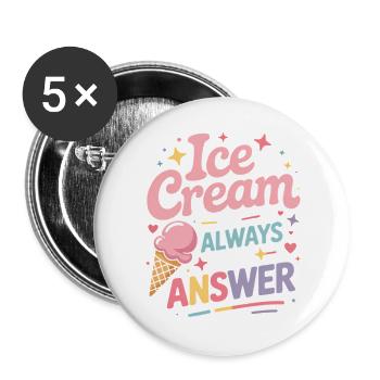 eiscreme Sprüche Eis Lustiges Kayak Geschenk - Buttons large 2.2''/56 mm (5-pack) - white - Front