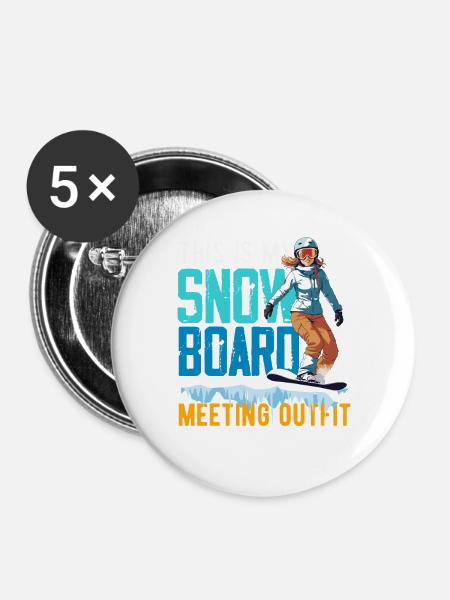 Snowboarden Snowboardtreffen Sessellift - Buttons groß 56 mm (5er Pack) - Weiß