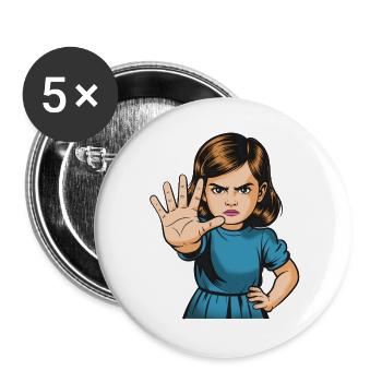 StopGesture Girl Cartoon - Buttons large 2.2''/56 mm (5-pack) - white - Front