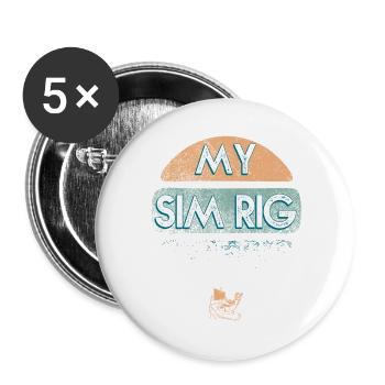 Mon Sim Rig Plus Que ma Voiture - Lot de 5 grands badges (56 mm) - blanc - Devant