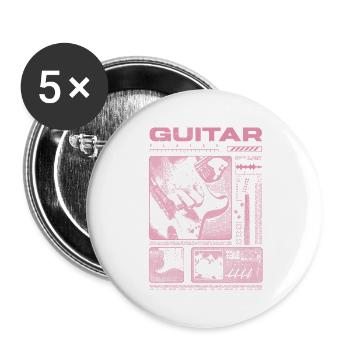 Guitariste Guitariste Rock Musicien streetwear - Lot de 5 grands badges (56 mm) - blanc - Devant