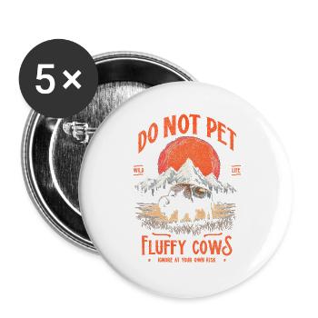 Les bisons vintage ne caressent pas les vaches duveteuses Bizons drôles - Lot de 5 grands badges (56 mm) - blanc - Devant