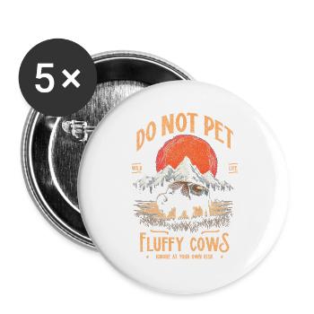 Les bisons vintage ne caressent pas les vaches duveteuses Bizons drôles - Lot de 5 grands badges (56 mm) - blanc - Devant