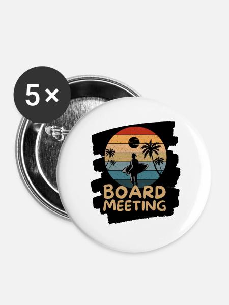Surfing Board Meeting - Buttons groß 56 mm (5er Pack) - Weiß