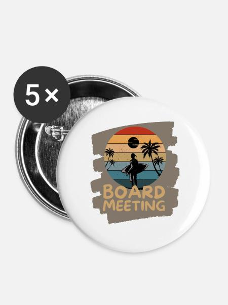 Surfing Board Meeting - Buttons groß 56 mm (5er Pack) - Weiß