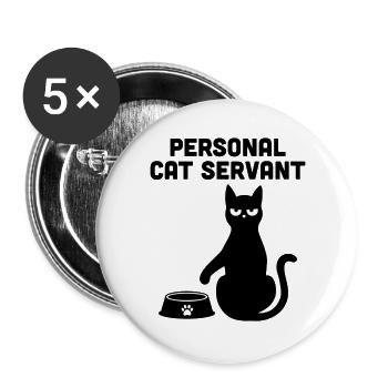 Persönlicher Katzendiener - Buttons groß 56 mm (5er Pack) - Weiß - Vorne