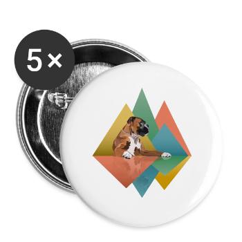 Boxer Dog Geometric - Buttons groß 56 mm (5er Pack) - Weiß - Vorne