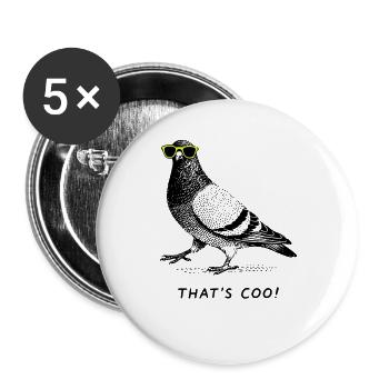 That's Coo - Coole Taube - Buttons groß 56 mm (5er Pack) - Weiß - Vorne