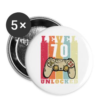 Level 70 Vollständiges 70-jähriges Jubiläum - Buttons groß 56 mm (5er Pack) - Weiß - Vorne
