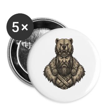 Légende viking viking marin Odin Raven Fighter - Lot de 5 grands badges (56 mm) - blanc - Devant